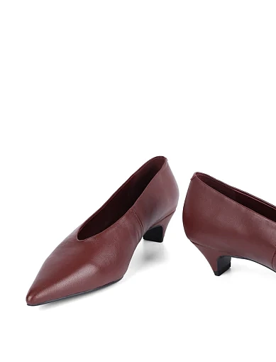 Жіночі туфлі MIRATON шкіряні бордові - фото 2 - Miraton