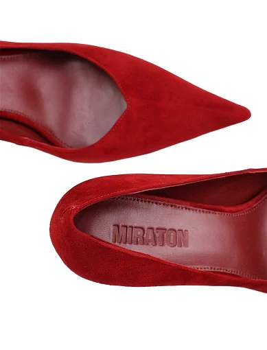 Жіночі туфлі човники MIRATON велюрові червоні - фото 2 - Miraton