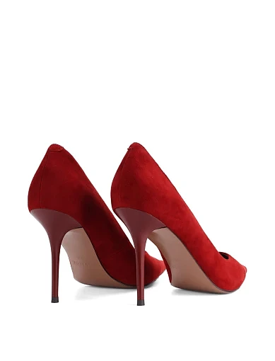 Жіночі туфлі човники MIRATON велюрові червоні - фото 4 - Miraton