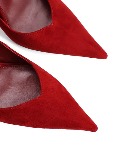 Жіночі туфлі човники MIRATON велюрові червоні - фото 5 - Miraton