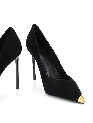 Жіночі туфлі човники MIRATON велюрові чорні(2539-17-1) - фото 2 - Miraton