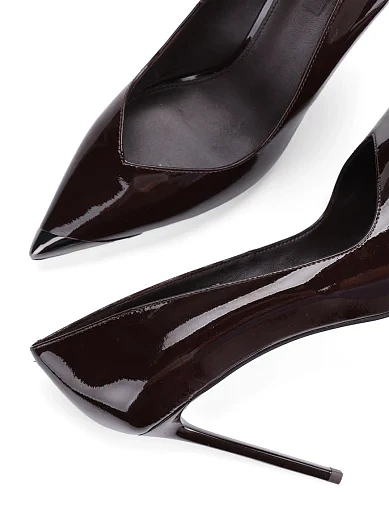 Жіночі туфлі човники MIRATON лакові коричневі - фото 2 - Miraton