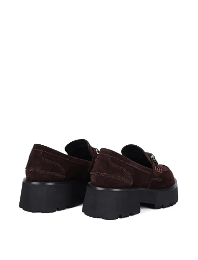 Жіночі туфлі лофери MIRATON велюрові коричневі - фото 4 - Miraton