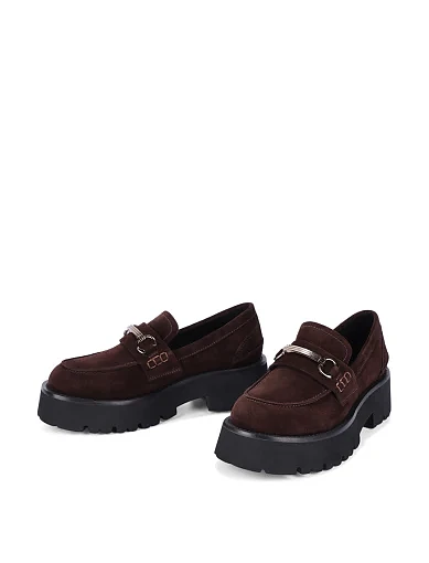 Жіночі туфлі лофери MIRATON велюрові коричневі - фото 5 - Miraton