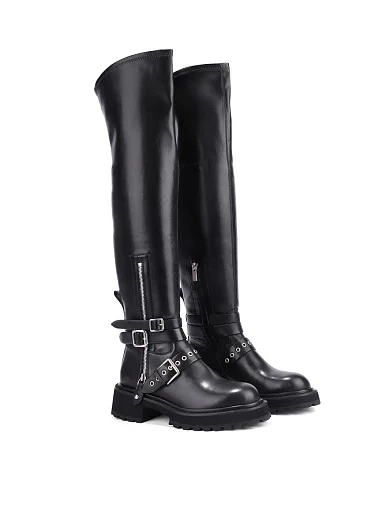 Жіночі ботфорти MIRATON шкіряні чорні - фото 2 - Miraton