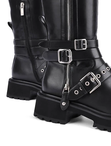 Жіночі ботфорти MIRATON шкіряні чорні - фото 4 - Miraton