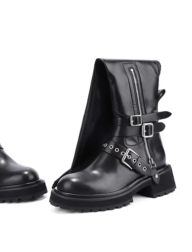 Жіночі ботфорти MIRATON шкіряні чорні - фото 5 - Miraton