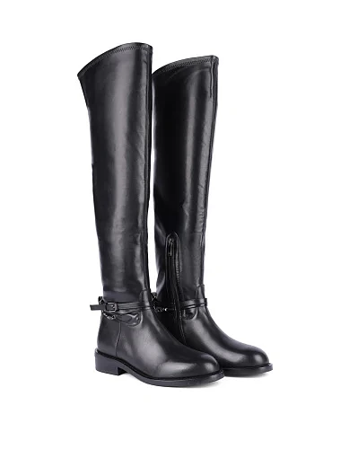 Жіночі ботфорти MIRATON шкіряні чорні - фото 3 - Miraton