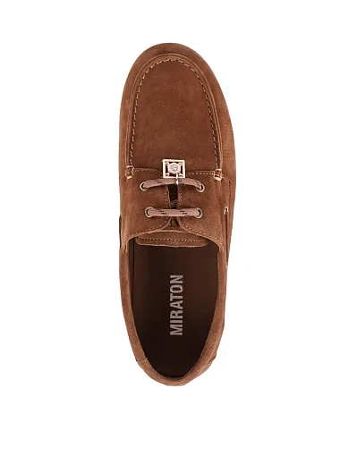 Женские мокасины MIRATON велюровые бежевые - фото 2 - Miraton