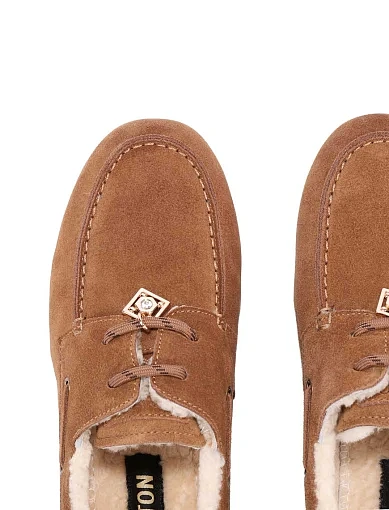 Жіночі мокасини MIRATON велюрові коричневі(AW5240405-1) - фото 2 - Miraton