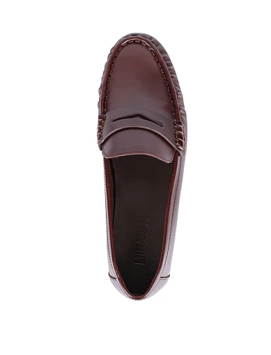 Женские слиперы MIRATON из масляной кожи коричневые - фото 2 - Miraton