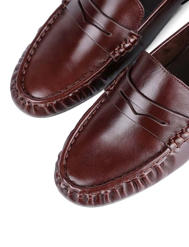 Женские слиперы MIRATON из масляной кожи коричневые - фото 5 - Miraton