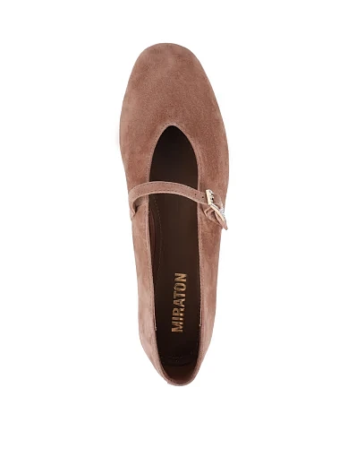 Жіночі балетки MIRATON велюрові бежеві - фото 2 - Miraton