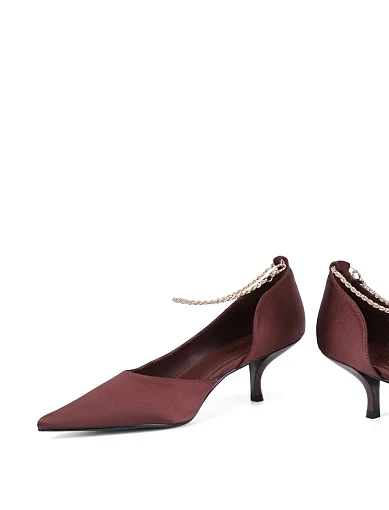 Жіночі туфлі MIRATON сатинові коричневі(5556-303-P4017) - фото 2 - Miraton