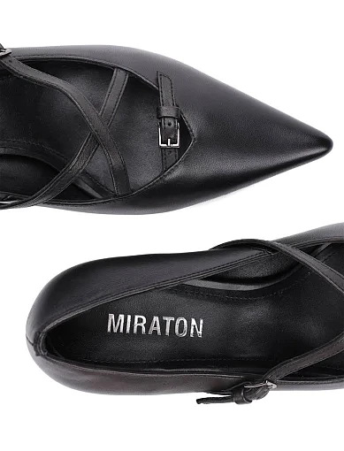 Женские туфли MIRATON кожаные черные - фото 2 - Miraton