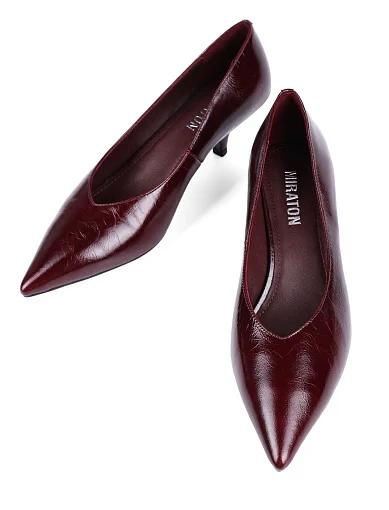 Жіночі туфлі MIRATON шкіряні бордові - фото 2 - Miraton