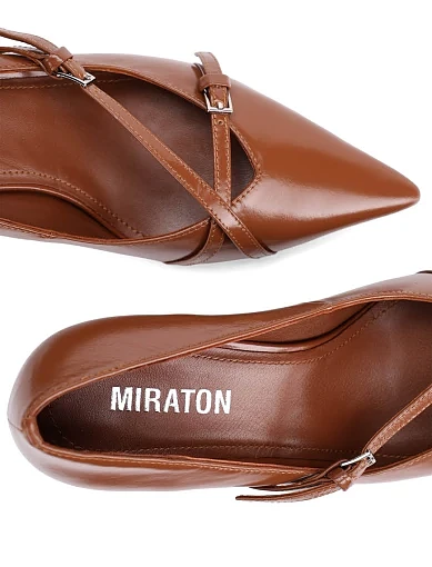 Жіночі туфлі MIRATON шкіряні коричневі - фото 5 - Miraton