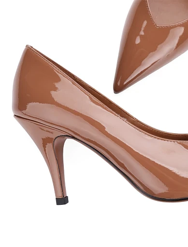 Жіночі туфлі човники MIRATON лакові бежеві - фото 2 - Miraton