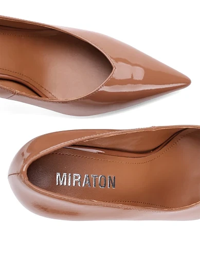 Жіночі туфлі човники MIRATON лакові бежеві - фото 5 - Miraton