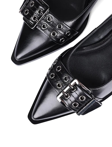 Жіночі балетки MIRATON шкіряні чорні - фото 5 - Miraton