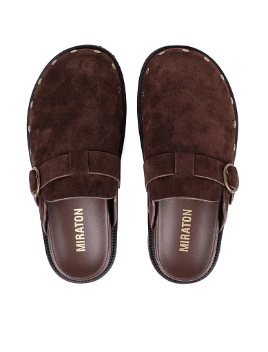 Жіночі мюлі MIRATON  велюрові коричневі - фото 2 - Miraton