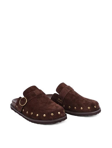 Жіночі мюлі MIRATON  велюрові коричневі - фото 3 - Miraton