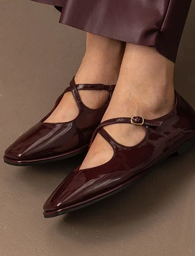 Жіночі балетки MIRATON лакові бордові - фото 6 - Miraton