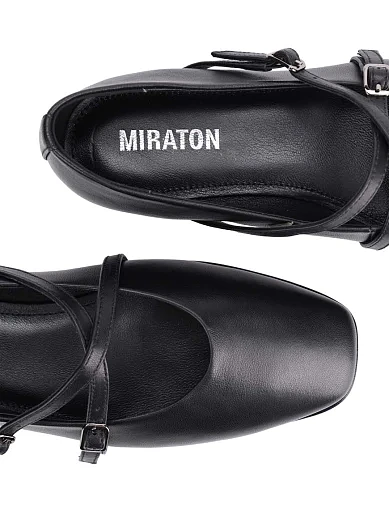 Женские балетки MIRATON кожаные черные - фото 5 - Miraton