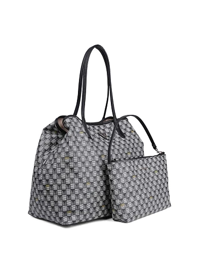 Женская сумка 2 в 1 Guess из экокожи черная - фото 5 - Miraton