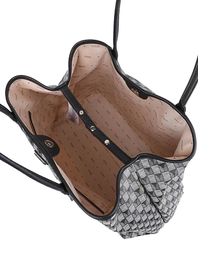 Женская сумка 2 в 1 Guess из экокожи черная - фото 7 - Miraton