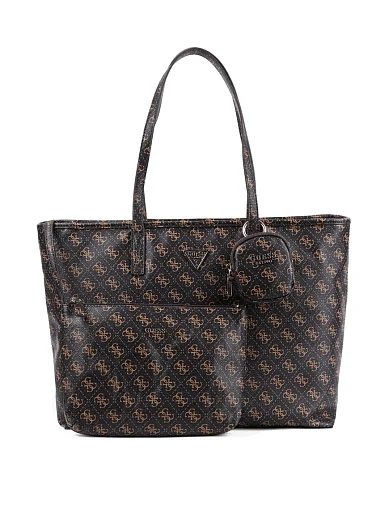 Женская сумка 2 в 1 Guess из экокожи коричневая - фото 4 - Miraton