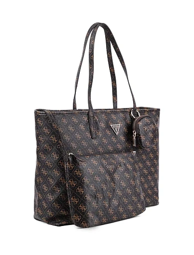 Женская сумка 2 в 1 Guess из экокожи коричневая - фото 5 - Miraton