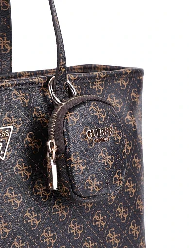 Женская сумка 2 в 1 Guess из экокожи коричневая - фото 6 - Miraton