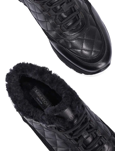 Чоловічі кросівки шкіряні чорні (0587A-01-D01/MU5M) - фото 2 - Miraton