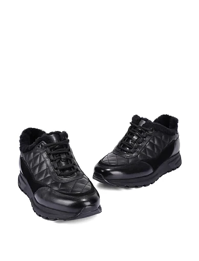 Чоловічі кросівки шкіряні чорні (0587A-01-D01/MU5M) - фото 5 - Miraton