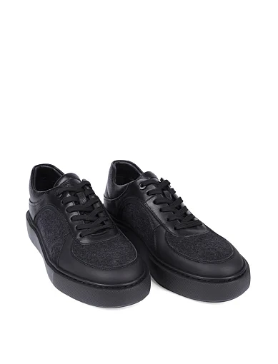 Мужские кеды MIRATON кожаные черные - фото 3 - Miraton