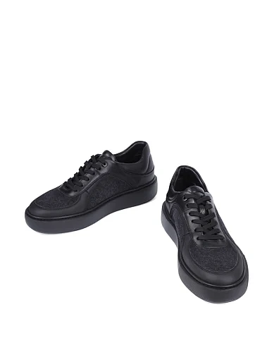 Мужские кеды MIRATON кожаные черные - фото 5 - Miraton