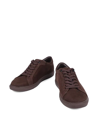 Мужские кеды MIRATON из нубука коричневые - фото 5 - Miraton