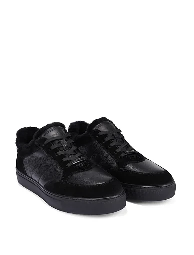 Чоловічі кеди шкіряні чорні (8702A-610-X12/G11/S42M) - фото 3 - Miraton