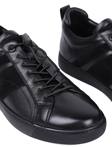 Мужские кеды MIRATON кожаные черные - фото 5 - Miraton