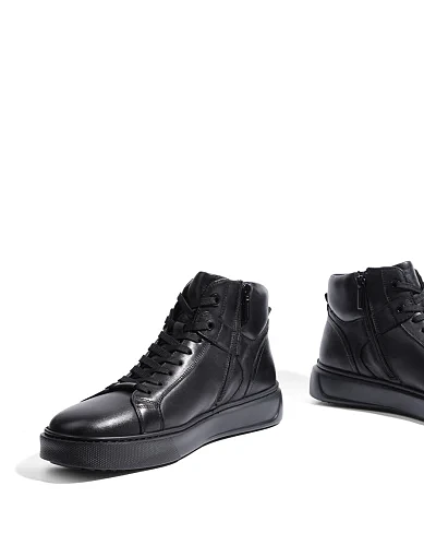 Мужские ботинки MIRATON кожаные черные - фото 2 - Miraton