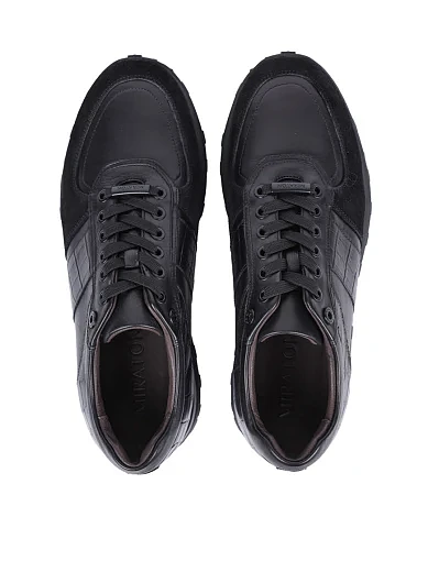 Мужские кроссовки MIRATON кожаные черные - фото 2 - Miraton