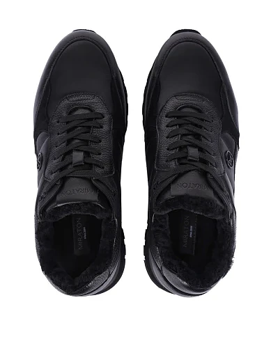 Чоловічі кросівки шкіряні чорні (M907A-63-D01M) - фото 2 - Miraton