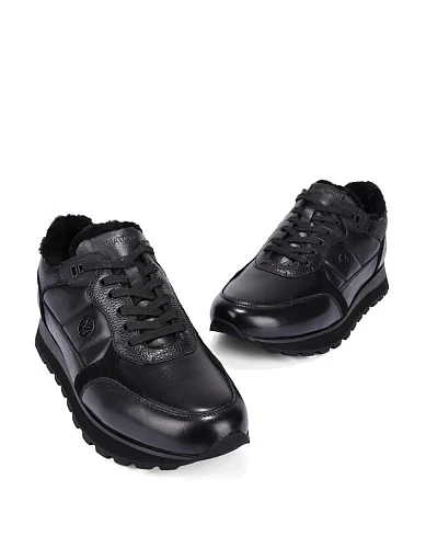 Чоловічі кросівки шкіряні чорні (M907A-63-D01M) - фото 5 - Miraton