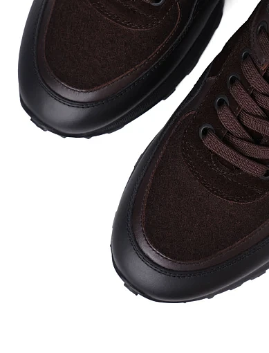 Мужские кроссовки MIRATON кожаные коричневые - фото 5 - Miraton