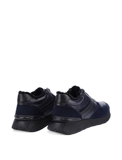 Мужские кроссовки кожаные синие (MU312A-012-A9M) - фото 4 - Miraton