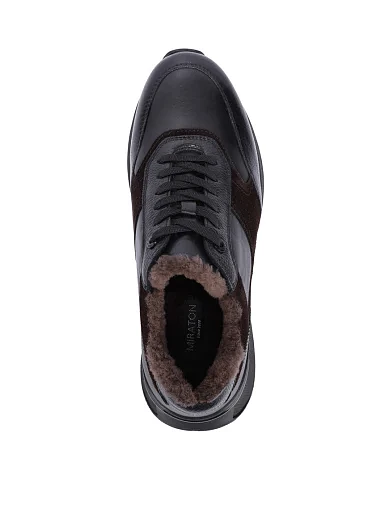 Чоловічі кросівки шкіряні чорно-коричневі (MU312A-05-T100/MU35/S42/G11M) - фото 5 - Miraton