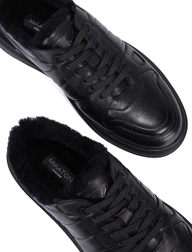 Чоловічі кеди шкіряні чорні (MU330A-20-D01M) - фото 2 - Miraton