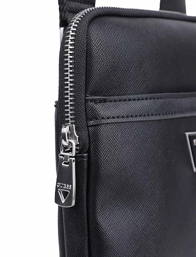 Мужская сумка мессенджер Guess из экокожи черная - фото 4 - Miraton