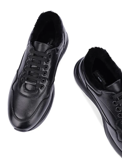 Чоловічі кросівки шкіряні чорні (2536D-72-26M) - фото 5 - Miraton